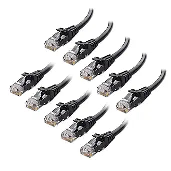 Cable Matters 10Gbps 10-Pack Snagless Cat 6 Ethernet Cable, 7ft, Black