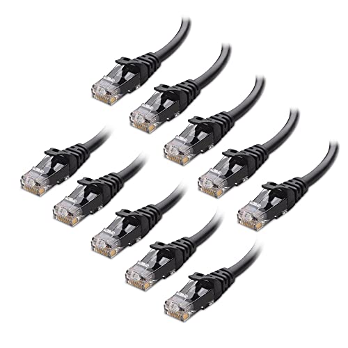 Cable Matters 10Gbps 10-Pack Snagless Cat 6 Ethernet Cable, 7ft, Black