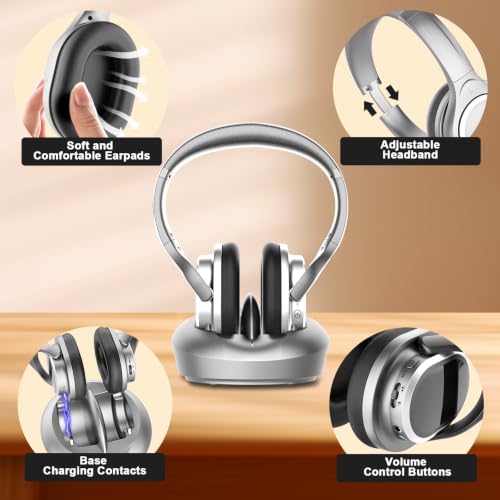 TV Headphones Wireless with RF Transmitter Ideal Gift for Seniors