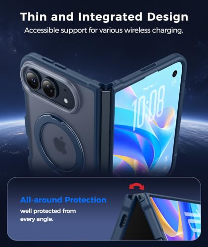 FNTCASE for iPhone Duo Case with 360 Spin Magnetic Stand Deep Blue - Image 4