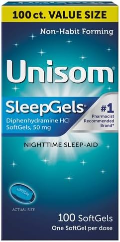 Unisom Nighttime Sleep-Aid Gels, Diphenhydramine HCI 50mg, 100 Count