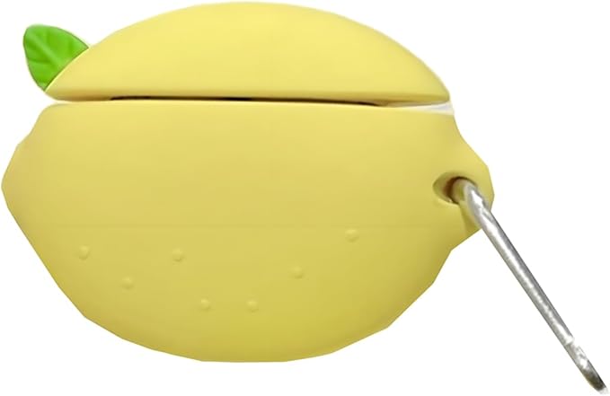Case Compatible with Airpods Pro/Pro2, Cute Summer Fresh Lemon Design Keychain Case Cover, Portable Earbuds Accessories Soft Silicone Shockproof Wireless Earphone Protector with Hook Yellow