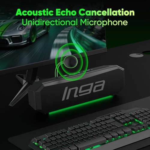 INGA Computer Speakers with Mic, Game & Music Modes, USB Soundbar for PC