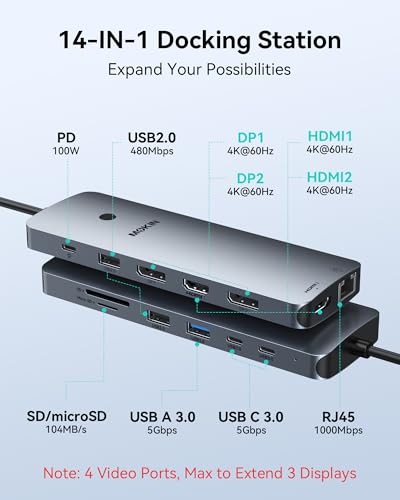 MOKiN Laptop Docking Station Dual Monitor 4K HDMI US | USB Hubs - Image 3