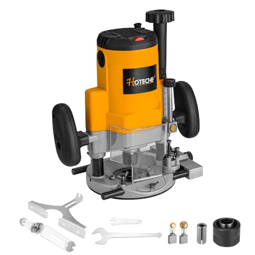 Hoteche Wood Router 2400W Power Router for woodworking Fixed Base Routing Machine with 1/4", 1/2" and 12mm Collet