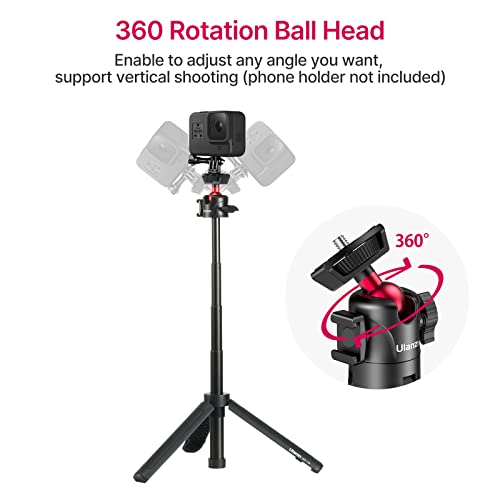 ULANZI MT-16 Extendable Mini Camera Tripod, 4 Levels Adjustment 360° Ball Head Cold Shoe Lightweight Portable Vlog Travel Selfie Stick Handle Grip Desktop Webcam Tripod for DSLR Action Camera