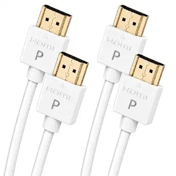 Pacroban Slim HDMI Cable (15ft-2 Pack, White) Flexible High-Speed HDMI 1.4 Cord Supports 10.2Gbps, ARC, Soundbar, 4K 30 Hz, 1080p TV Monitor Projector, HDCP 2.2 with Ethernet
