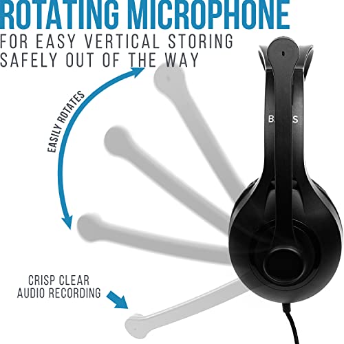 Barks Classroom Headphones with Microphone Bulk 10 Pack (Black, 3.5mm)
