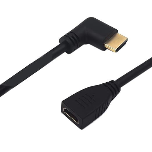 2ft 18Gbps 4K@60Hz HDMI Extension Cable, Left Angle HDMI 2.0 Male to Female Extender Adapter HD High Speed Shield Cord for Xbox HDTV PS4 PS5 Switch