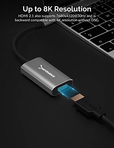 SABRENT USB Type C to HDMI 2.1 Adapter | 8K/60Hz & 4K/120Hz with DSC Function | 8K/30Hz & 4K Resolution Without DSC | Thunderbolt 3 Compatible (DA-UCH8)