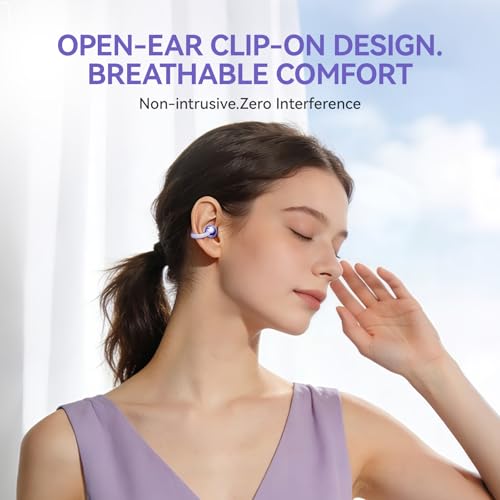 Clip-On Earbuds M79 Open Ear Ear Buds Wireless Headphones(Purple)