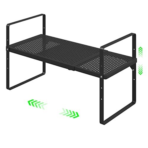 Expandable Storage Shelf, Stackable Organizer Rack, Black Small 1 PK