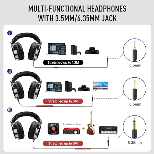 EKSA Wired Headphones, Over Ear Headphones for Studio Monitor/Mixing DJ