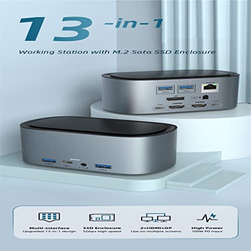 18 in 1 C to 4K DP RJ45 1000Mbps PD 100W USB3.0 for MacOS Windows Tablet Dock Station C419
