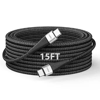 Extra Long USB C to USB C Cable 15FT 100W Type C Charger Fast Charging Cord - Image 1