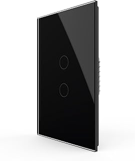 LIVOLO Modern Electrical Light Switch Tempered Glass Panel Single Pole Wall Touch Light Switch with Led Indicator,No Neutral Wire,2 Circles 1 Way (Black)