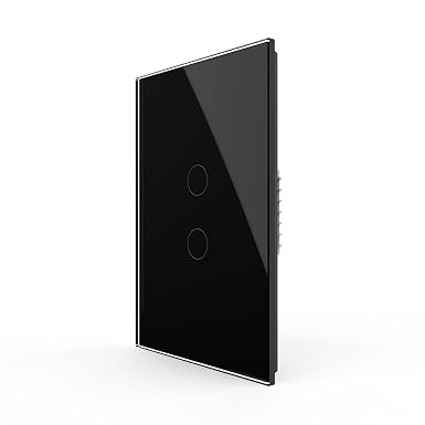 LIVOLO Modern Electrical Light Switch Tempered Glass Panel Single Pole Wall Touch Light Switch with Led Indicator,No Neutral Wire,2 Circles 1 Way (Black)