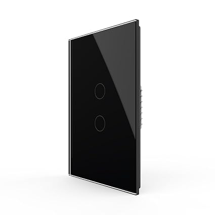 LIVOLO Modern Electrical Light Switch Tempered Glass Panel Single Pole Wall Touch Light Switch with Led Indicator,No Neutral Wire,2 Circles 1 Way (Black)
