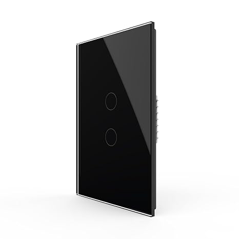 LIVOLO Modern Electrical Light Switch Tempered Glass Panel Single Pole Wall Touch Light Switch with Led Indicator,No Neutral Wire,2 Circles 1 Way (Black)