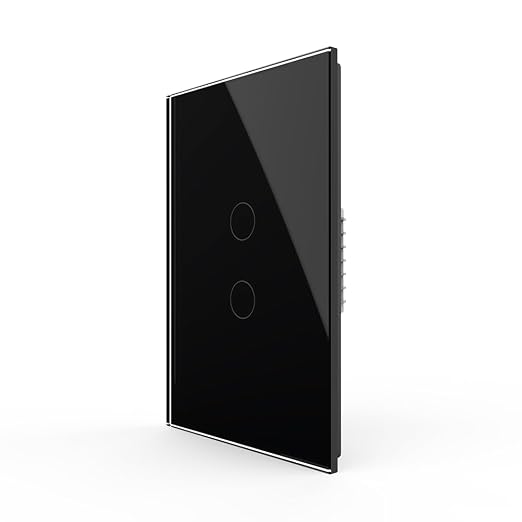LIVOLO Modern Electrical Light Switch Tempered Glass Panel Single Pole Wall Touch Light Switch with Led Indicator,No Neutral Wire,2 Circles 1 Way (Black)