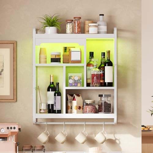 HOOBRO Gaming Floating Shelves for Wall, 26.4" LED wall Shelf Display Rack