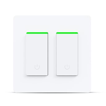 Smart Light Switch 2 Gang WiFi Smart Light Double Switch Compatible with Alexa, Google Assistant,Wireless Control, 2.4G WiFi Smart Light Switch, Single-Pole, Neutral Wire Required