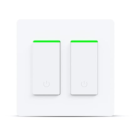 Smart Light Switch 2 Gang WiFi Smart Light Double Switch Compatible with Alexa, Google Assistant,Wireless Control, 2.4G WiFi Smart Light Switch, Single-Pole, Neutral Wire Required