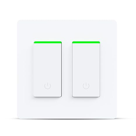 Smart Light Switch 2 Gang WiFi Smart Light Double Switch Compatible with Alexa, Google Assistant,Wireless Control, 2.4G WiFi Smart Light Switch, Single-Pole, Neutral Wire Required