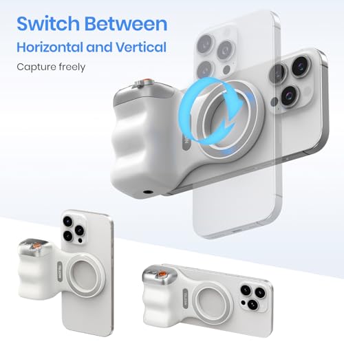 Magnetic Phone Camera Grip,Shooting Holder Selfie Handle Snap(White)