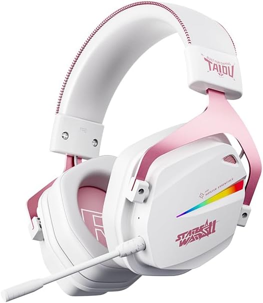 THS326 Wireless Gaming Headset 7.1 Surround Sound for PS5 PS4 PC Switch TOPSPEED Gaming Headphones, Noise Canceling Mic, 250Hr Battery, Low 15ms Latency, Lightweight, BT 5.3 FPS Games (Pink)