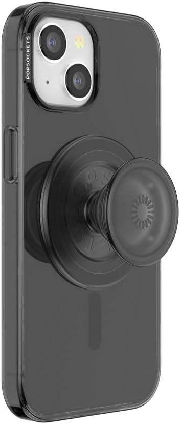 PopSockets iPhone 15 Phone Case with MagSafe, Wireless Charging Compatible, Black - Translucent Black
