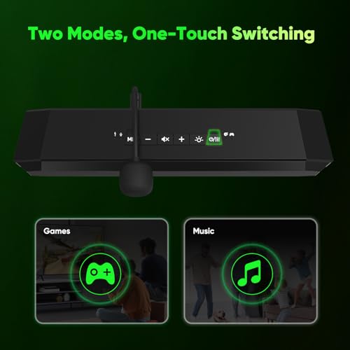 INGA Computer Speakers with Mic, Game & Music Modes, USB Soundbar for PC
