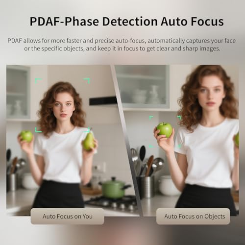 TOALLIN 4K Webcam with Ring Light, Remote Control, PDAF Autofocus
