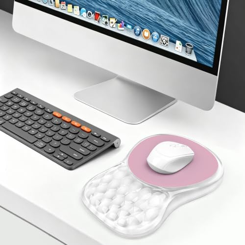 Clear Ergonomic Mouse Pad Wrist Support with Massage Design, Wrist Rest Pain Relief Mousepad with Gel&Non-Slip Silicone Base, Mouse Pads for Wireless Mouse & Desk