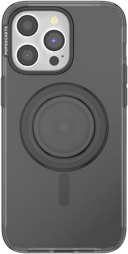 PopSockets iPhone 15 Pro Max Phone Case with MagSafe, Wireless Charging Compatible, Black - Translucent Black