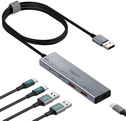 USB HUB 3.2, TSUPY USB 3.0 HUB 10Gbps USB 3.2 Gen 2 USB HUB with 4 Multi USB Ports, 4FT Extended Cable HUB for MacBook Air/Pro,Laptop,PC and More - Image 6