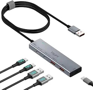 USB HUB 3.2, TSUPY USB 3.0 HUB 10Gbps USB 3.2 Gen 2 USB HUB with 4 Multi USB Ports, 4FT Extended Cable HUB for MacBook Air/Pro,Laptop,PC and More - Image 1