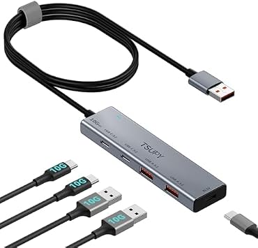 USB HUB 3.2, TSUPY USB 3.0 HUB 10Gbps USB 3.2 Gen 2 USB HUB with 4 Multi USB Ports, 4FT Extended Cable HUB for MacBook Air/Pro,Laptop,PC and More - Image 2