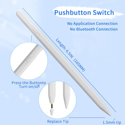 Stylus Pens for Touch Screens, Universal Fine Point iPad Pencil (White)