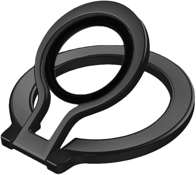 Thin Fit for MagSafe Phone Grip Ring Holder 360° Rotation Ring Compatible with Popsocket MagSafe Kickstand Magnetic for iPhone 16/15/14/13/12/11 Samsung, Google Accessories, Black