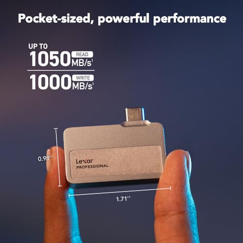 Lexar 1TB Go Portable SSD, 1050MB/s Read, USB 3.2 Gen 2, Ultracompact