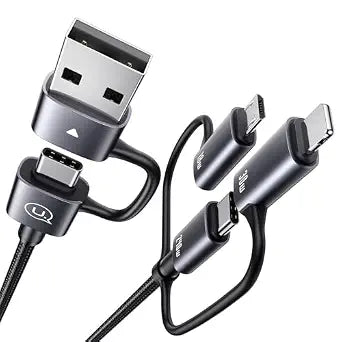 240W Multi Charging Cable, 6.6ft 6-in-1 USB C Cable Fast Charging Cords with USB-C/A Ports to IP/Type C/Micro Connectors for Pad/Cell Phones/Tablets/Laptop - Image 1