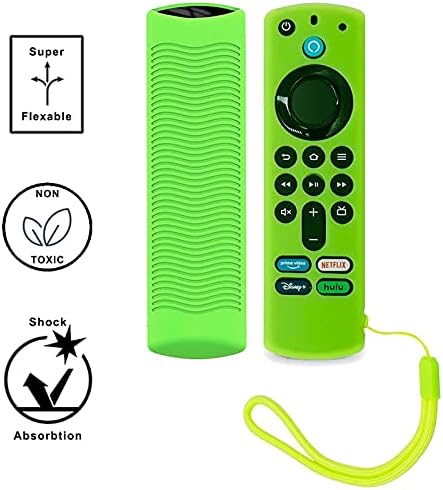 Firestick Remote Cover Case Compatible with 3rd Gen 2 Pack Fire TV Stick 2021 4K Alexa Voice Remote Control Glow in The Dark Non Slip Silicone Protective Shock Resistant Sleeve with Lanyard