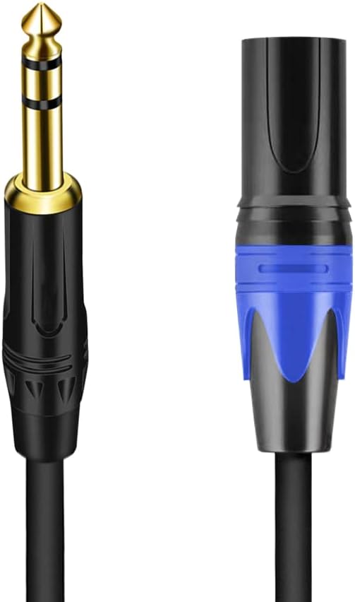 XLR to 1/4 TRS Stereo Adapter, 6.35mm Dual Channel to 3-pin Male, XLR to 1/4 Balanced Microphone Stereo Audio Converter AdapterCable 1 Pack (6.6Feet)