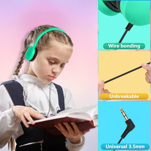 Kids Classroom Bulk Headphones 100 Pack, Wired Adjustable On-Ear