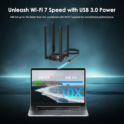 WAVLINK BE6500 USB WiFi 7 Adapter for Desktop PC, Tri-Band PC WiFi Adapter