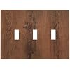 Rustic Natural Oak Wood Grain Texture Decorative Switch Plates 3 Gang Wall Plate Triple Toggle Light Switch Cover Faceplate Electrical Wall Panels for Farmhouse Home Decor