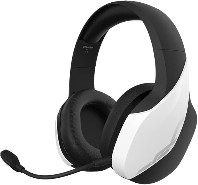 Zalman HPS700 Archer, Wireless Headset with Gaming, Music, Live Sound Modes, LED Indicator, Detachable Microphone, USB-C to A Charging Cable (White)…