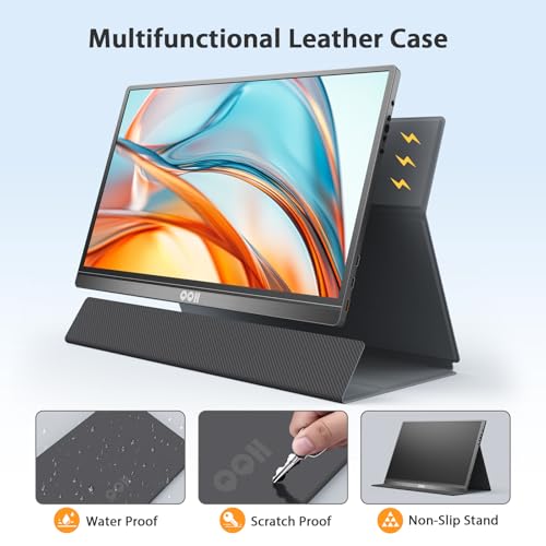 QQH Portable Monitor 15.6inch FHD 1080P USB C HDMI Alloy Travel Computer Monitor with w/Smart Cover & Built-in Speaker, Plug&Play Ultra Slim Second External Screen for Laptop PC Phone Mac Xbox PS5/4