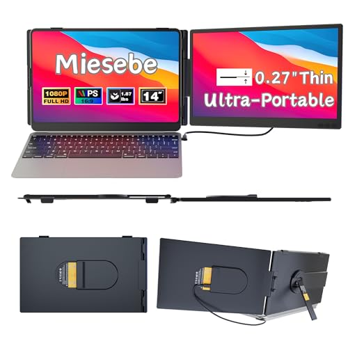 Laptop Screen Extender 14", Ultra Thin 0.27" FHD 1080P Portable Monitor for Laptop 13-17.3", Plug n Play Extra Monitor Extender, Eye Care Second Screen for MacBook/Windows/Android/Switch/PS5